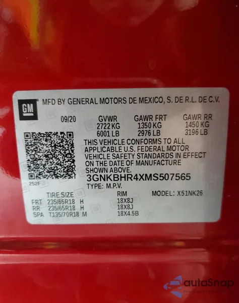 2021 Chevrolet Blazer 2Lt z USA, uszkodzony, nr VIN 3GNKBHR4XMS507565